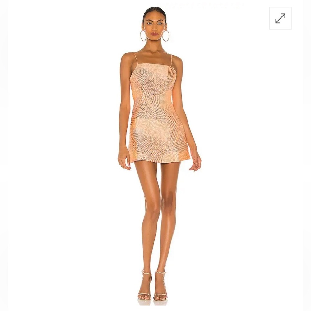 The Bar Logan Metallic Mini Dress in Peach